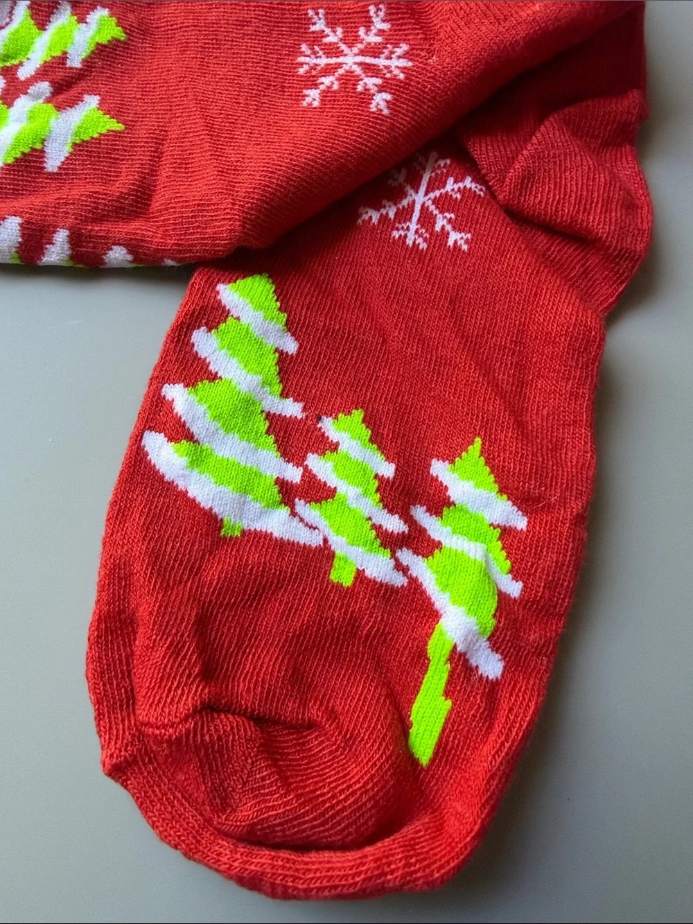 Red Reindeer & Neon Christmas Tree and Snowflake Holiday Socks- NWOT